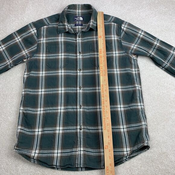 The North Face Mens Size Large Green Plaid Hiking Camping Outdoor Flannel Shirt - Picture 14 of 15